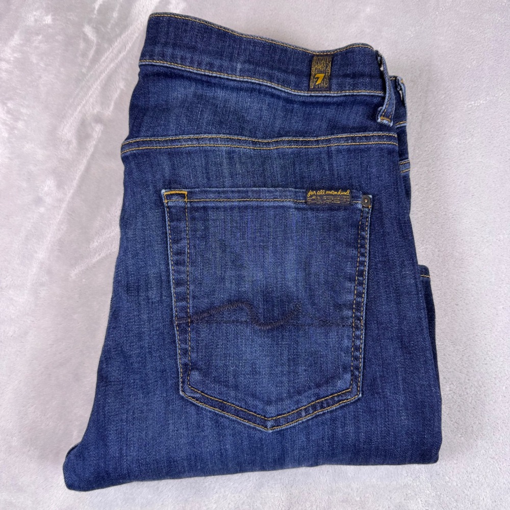 7 For All Mankind Rhigby Slim Straight Mens Jeans Dark Wash Indigo Size‎ 34